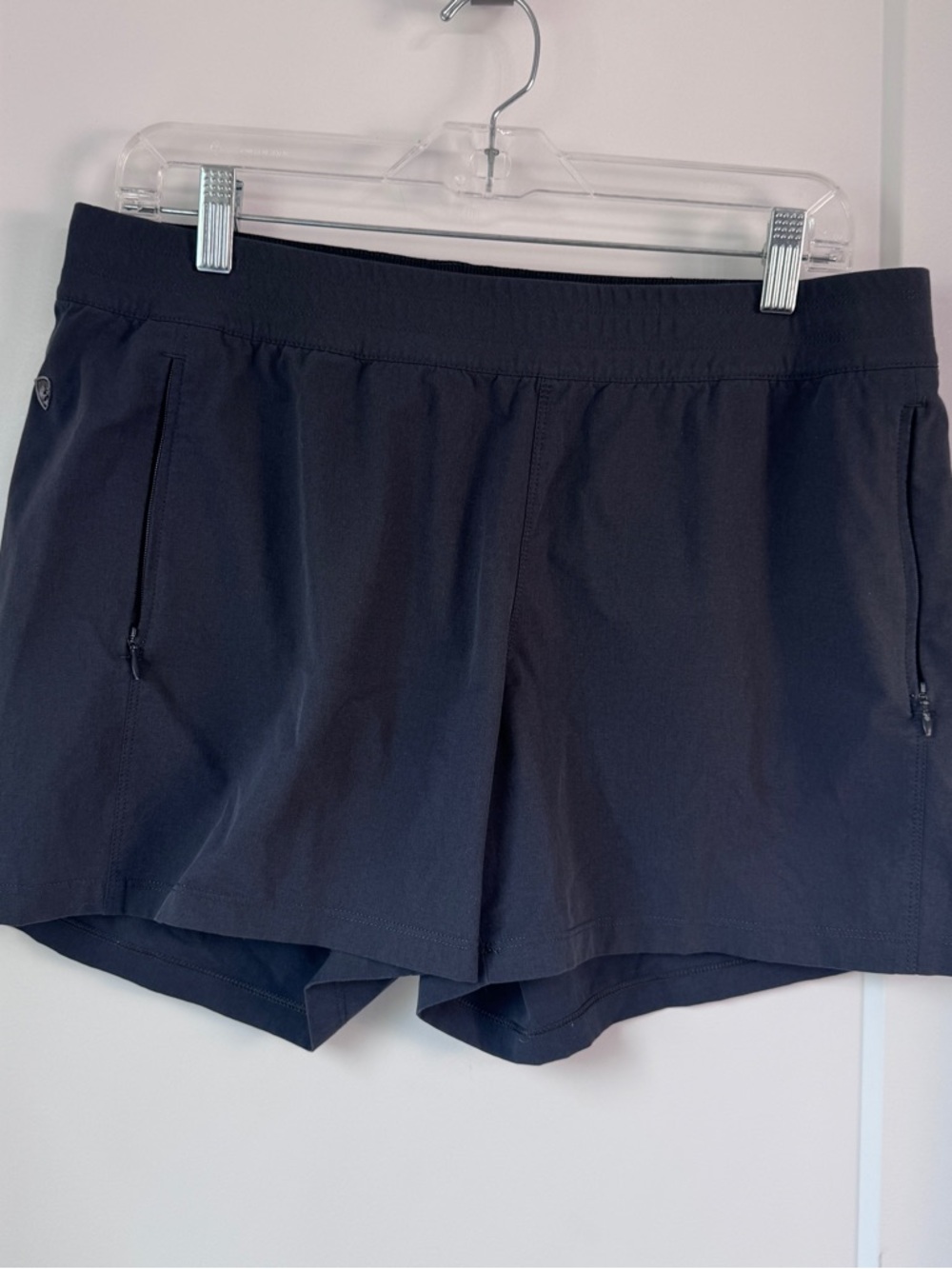 Kuhl Womens Large Charcoal Gray Pull On Shorts Zip Pockets Drawstring Hiking